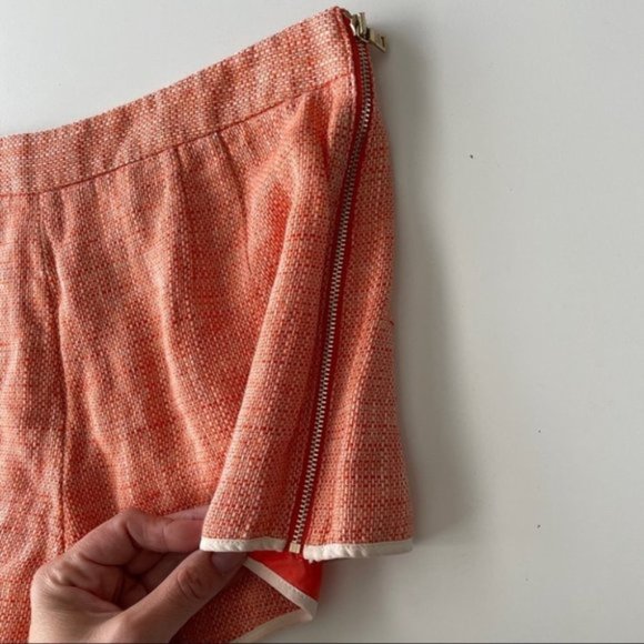 club Monaco Tangerine Orange Linen Shorts Womens 2 - Picture 3 of 7